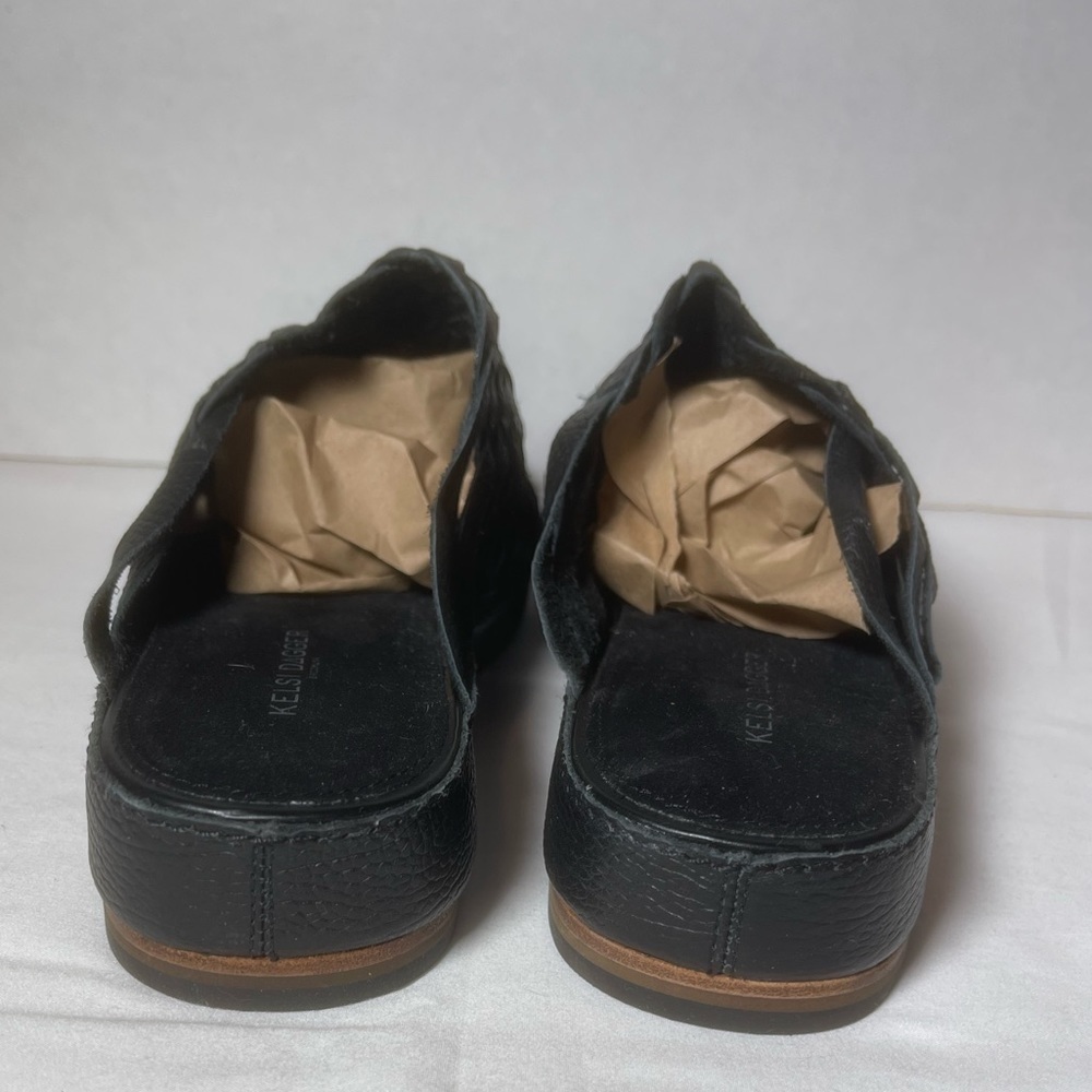 Kelsi Dagger Brooklyn Maple woven black leather mules size 10 - Picture 5 of 7